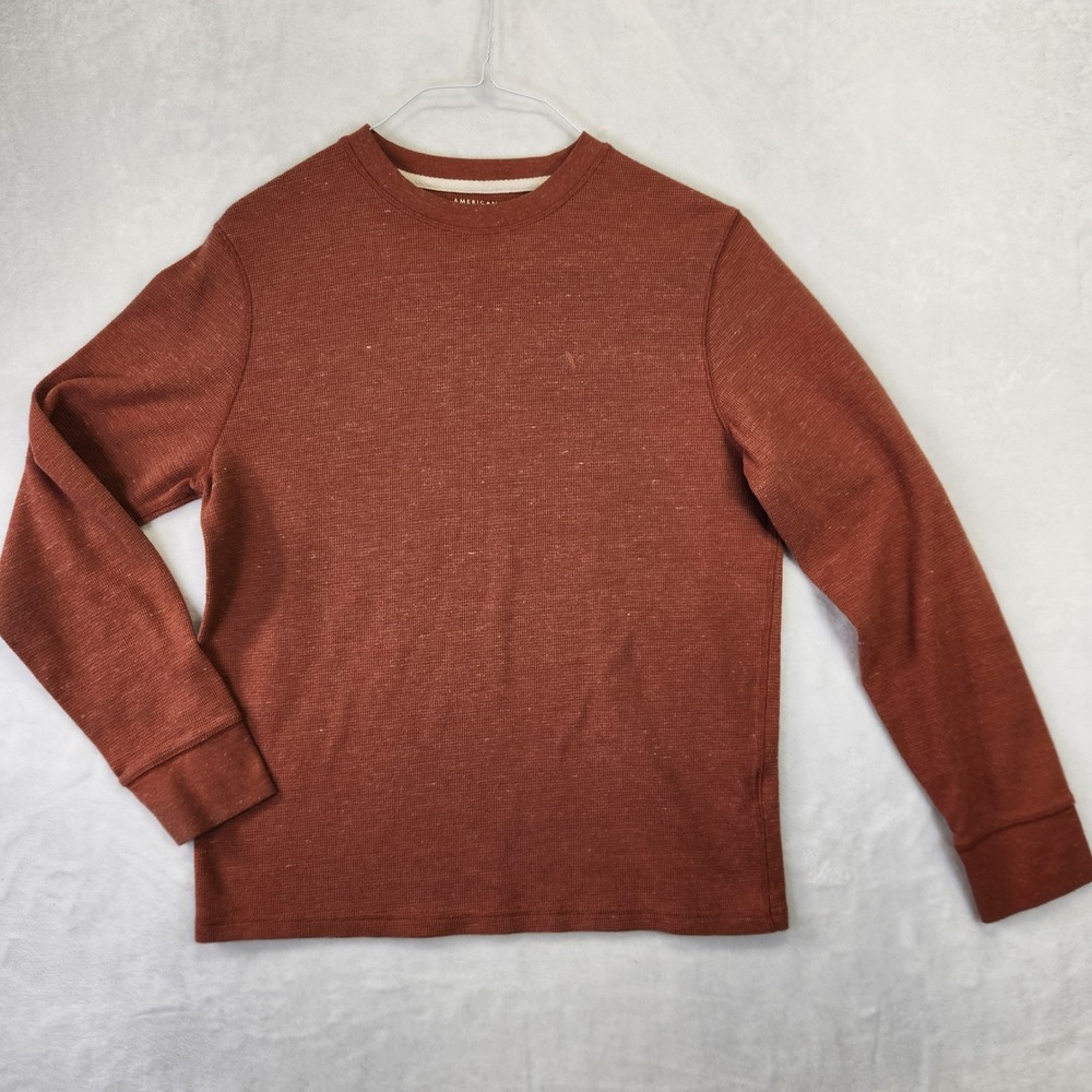 American Eagle Mens Long Sleeve Thermal Shirt Orange Heather Standard‎ Fit L G